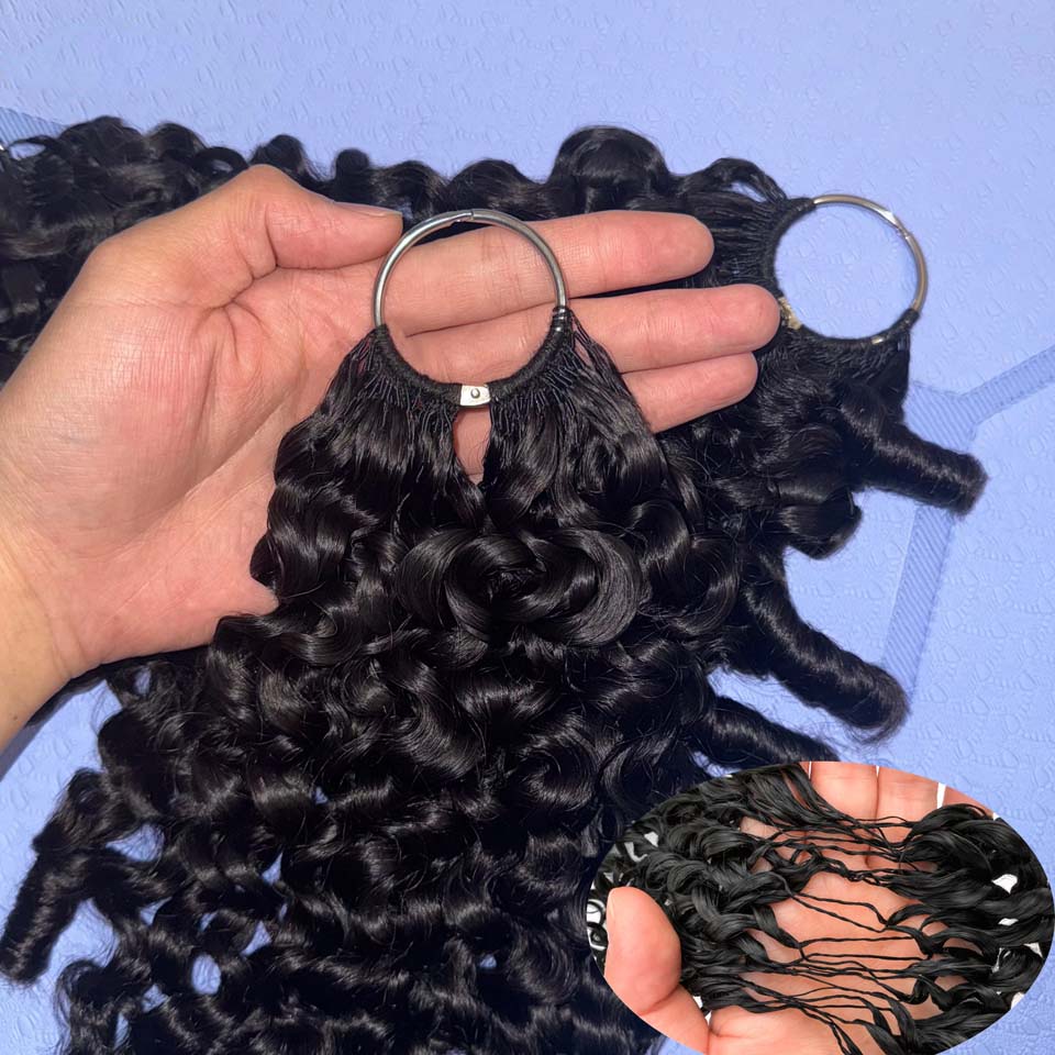 Invisible Tape In Extensions Real Hair - 12A Burmesische Lockige Feder-Häkelhaarverlängerungen, Burmesisches Lockiges