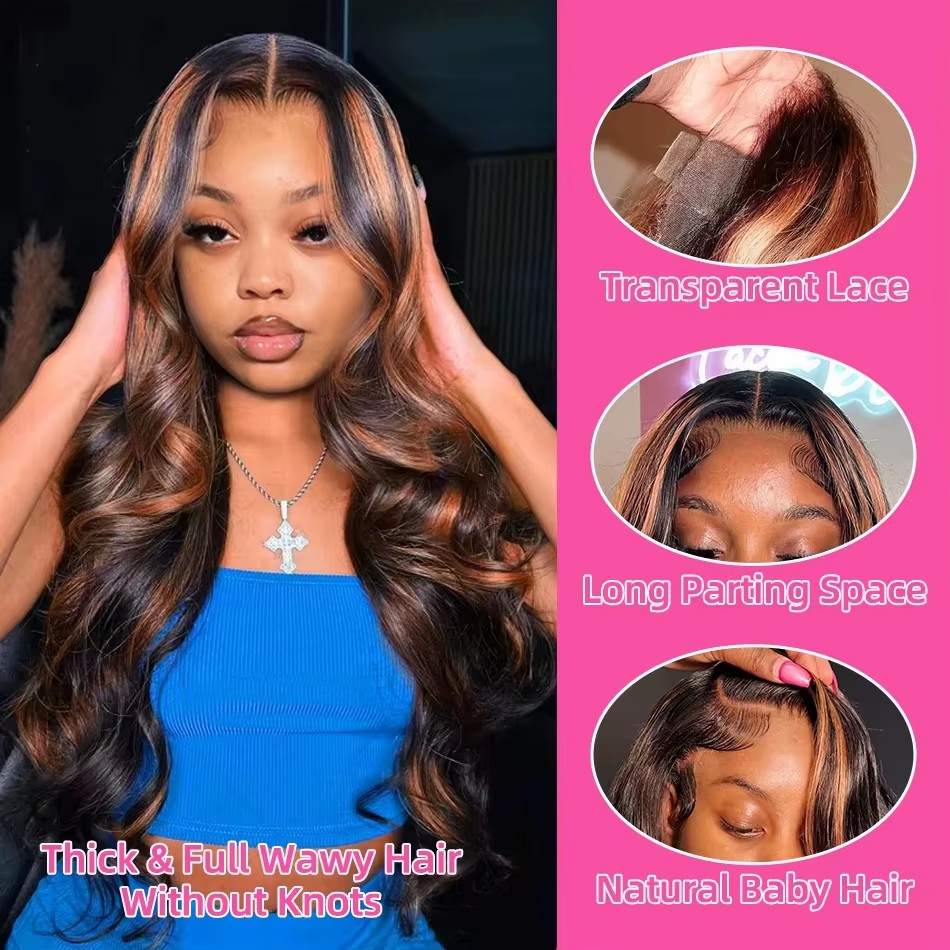 Human Hair Wigs - Highlight Ombre 13x4 Lace Front Perücken