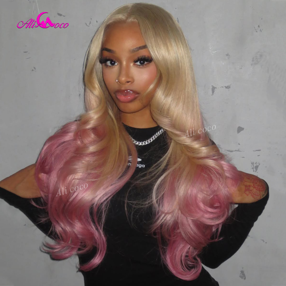 613 Blonde Body Wave Lace Front Wig - 180 Dichte Macaron-Pulver 613 Blond Ombre