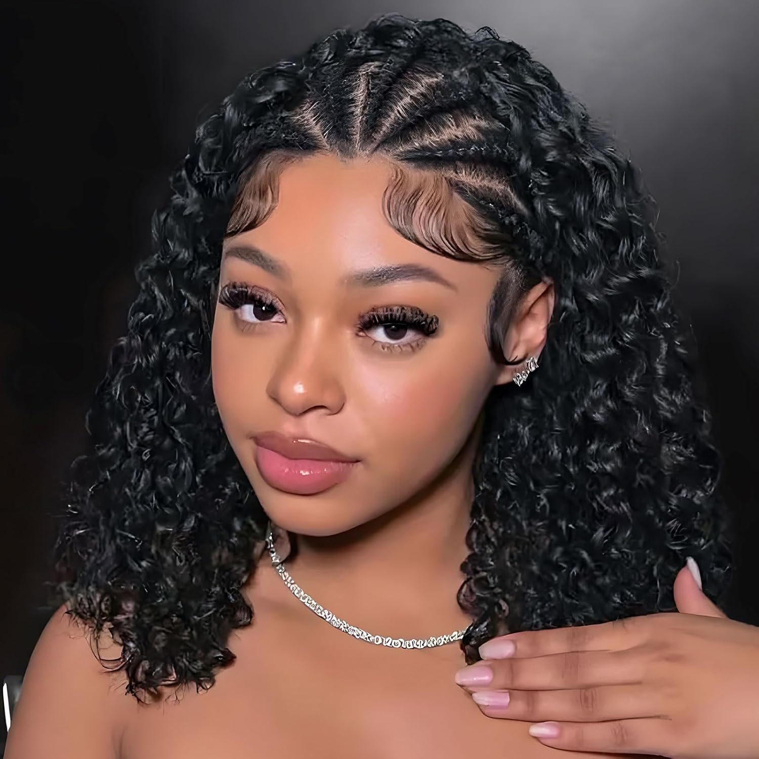 Glueless Wear And Go Human Hair Wig - Cornrow Braid Bob Perücke, tief gelocktes
