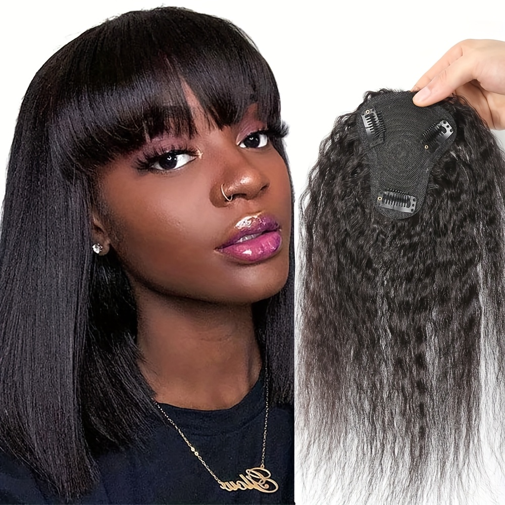 Hair Bundles - Verworrenes gerades Topper-Haar mit Pony, Haarteil,