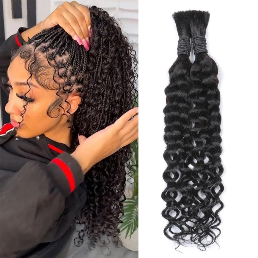 Water Wave Bulk Human Hair For Braiding - Boho Wasserwellen Echthaar zum Flechten 50g/Bündel