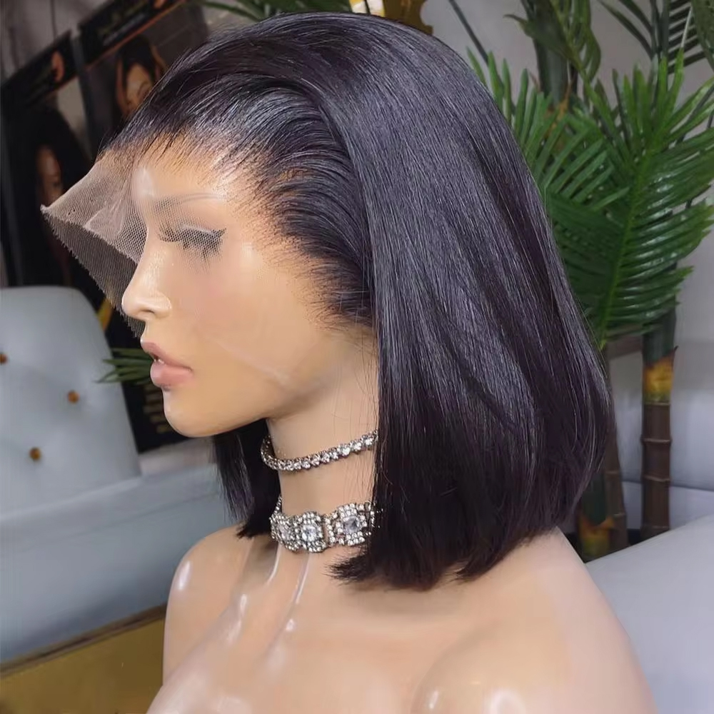 Pre Parted 13X4 Lace Front Bob Wig - 250 Dichte, glattes, 13x4 Lace-Front-Echthaar-Perücke, kurze