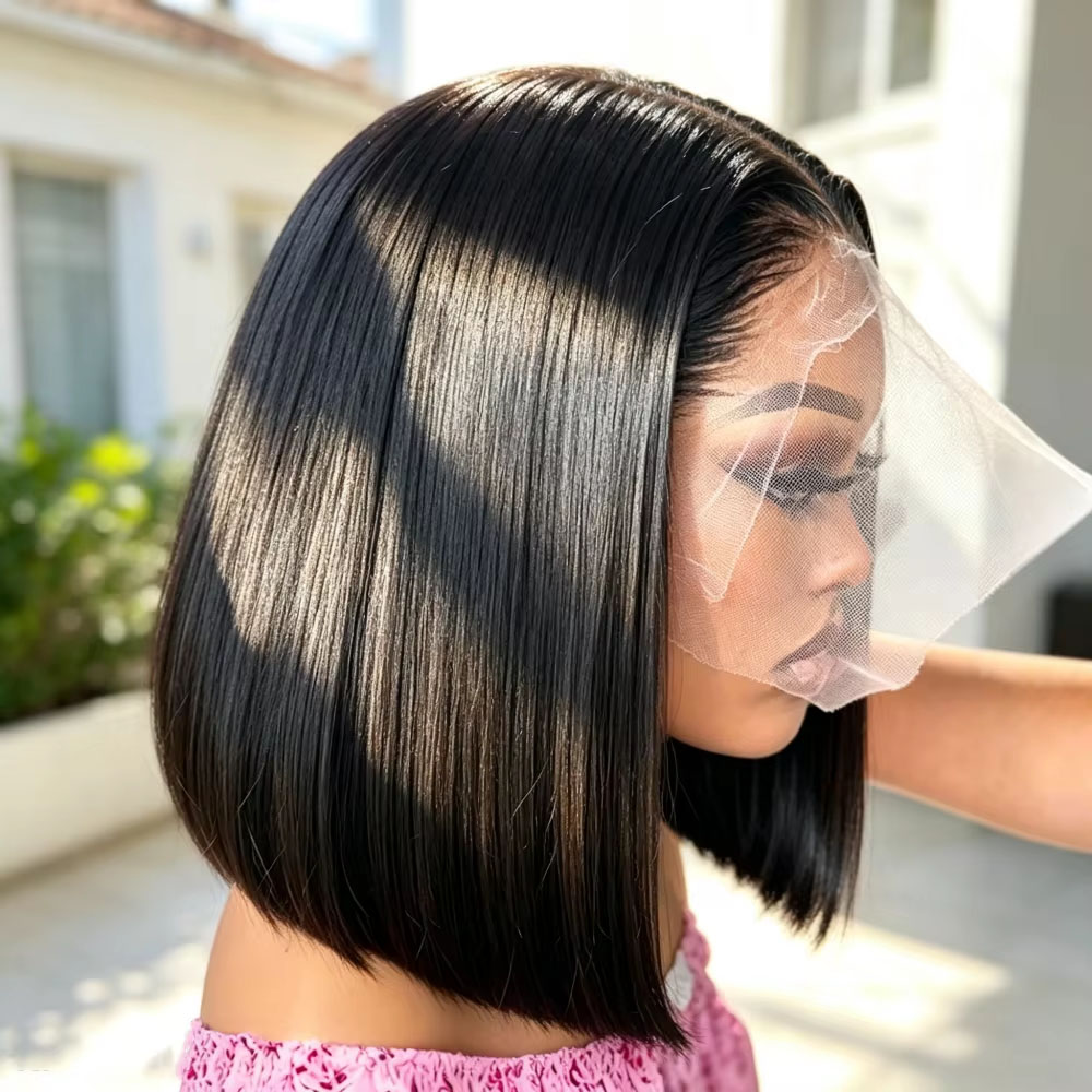 Pre Parted 13X4 Lace Front Bob Wig - 10-16 Zoll transparente 13x6 gerade Lace-Front-Perücken,