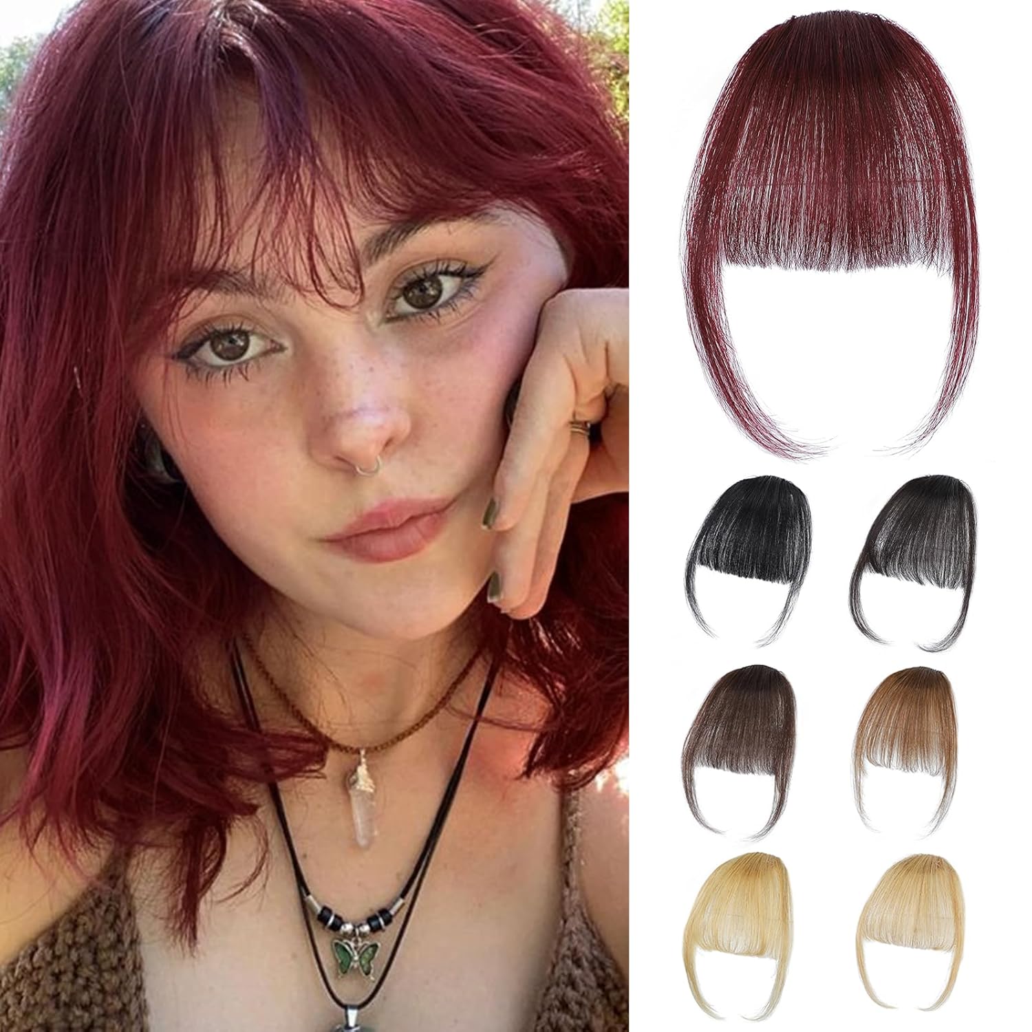 Seamless Clip In Hair Extensions Human Hair - Burgunderroter Clip-in-Pony, 100 % echte Echthaarteile,