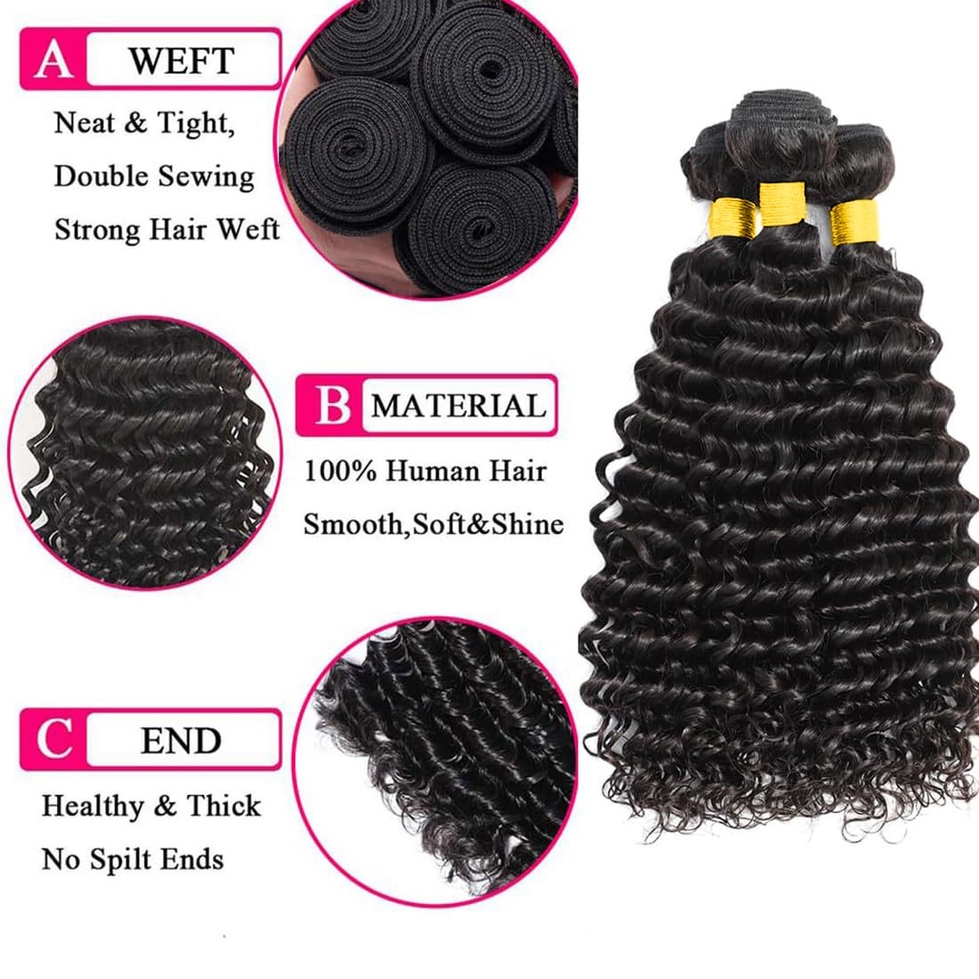 Deep Wave Bundles mit Frontal  – Deep Wave 3 Bundles With Closure Bewertung und Preis